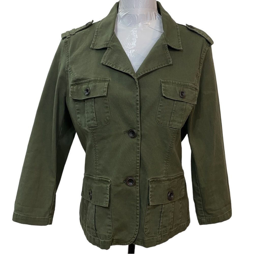 City Streets Olive Green Modern Lightweight Buttoned Utility Jacket Trendy Coat